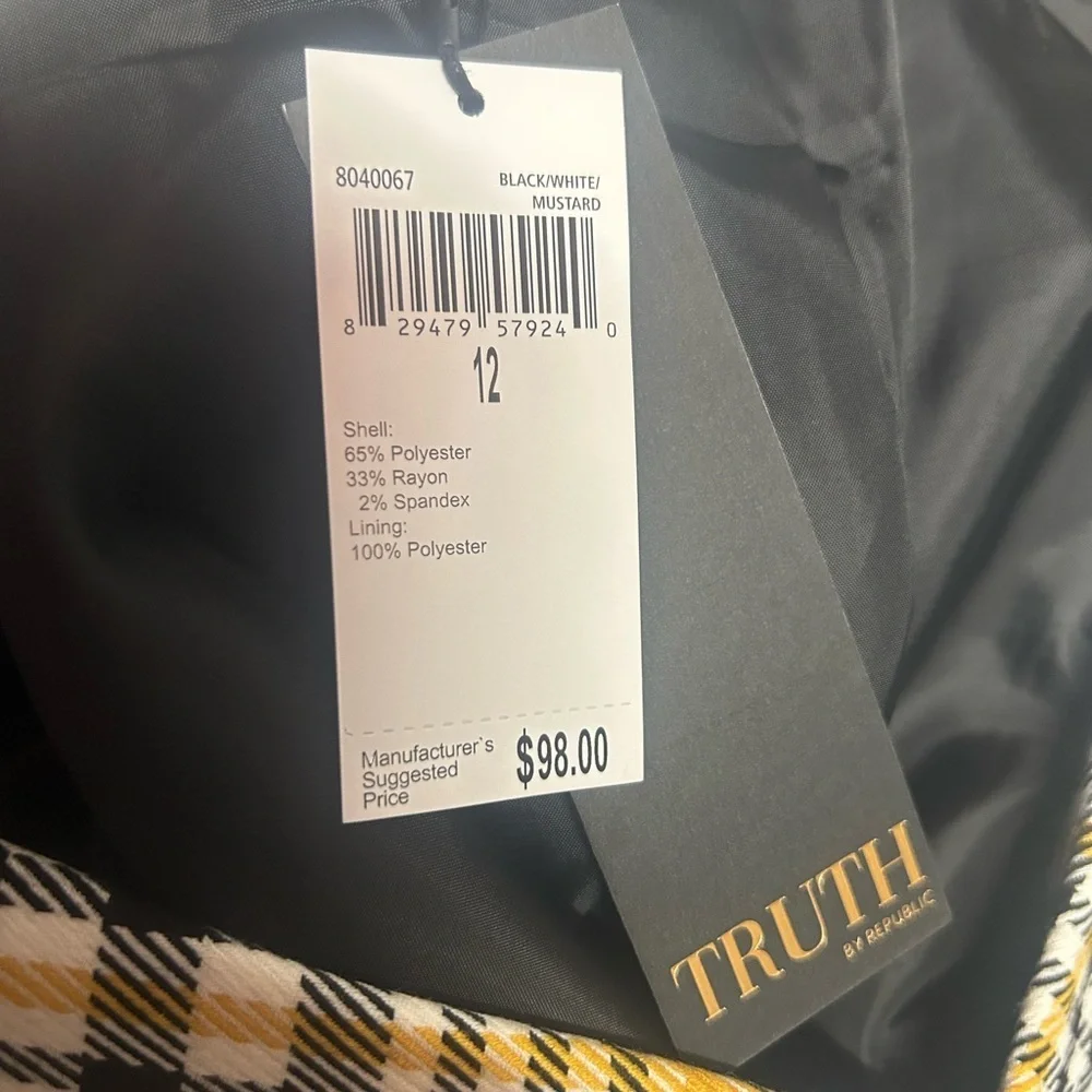 NWT Truth by Republic Houndstooth Blazer Coat